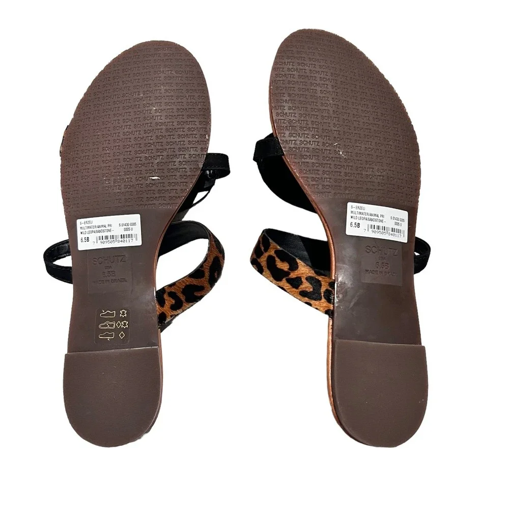 Schutz Erzeli Leopard Fur Sandal Leopard‎ Brown size 6.5
